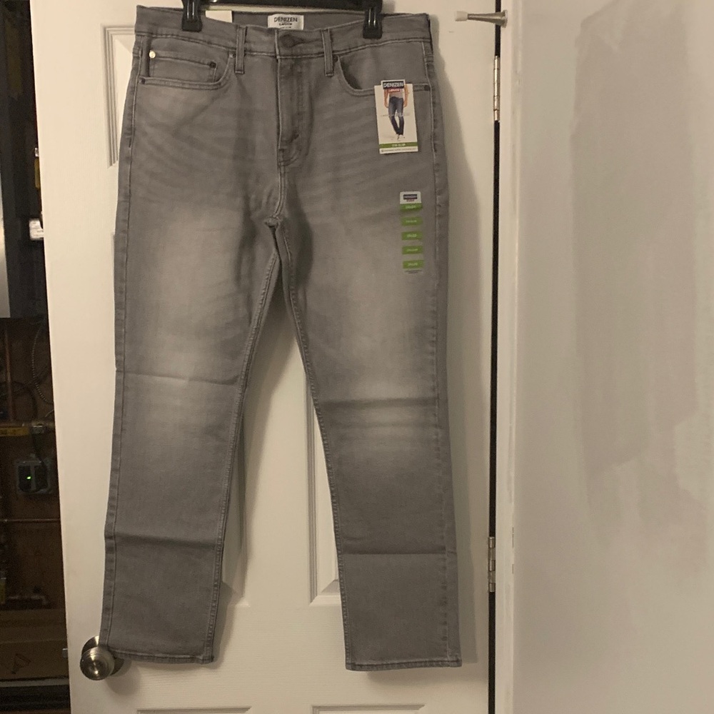 Denizen from Levi's Men's Straight Jeans in Light Gray Wash..